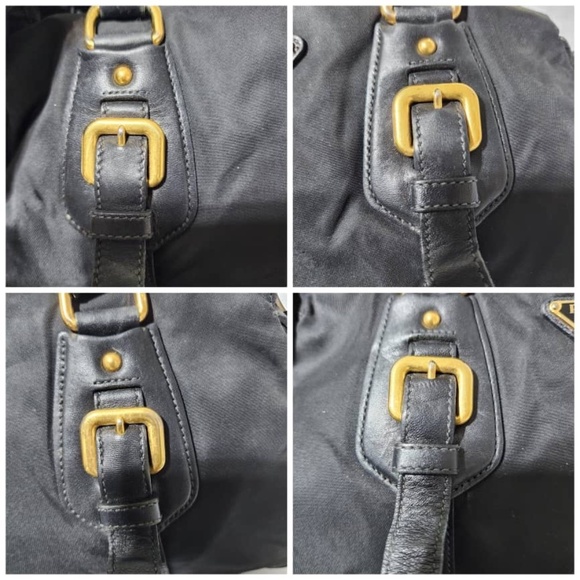 Authentic PRADA Tessuto Nylon And Leather Bauletto Bag Black - Picture 11 of 15